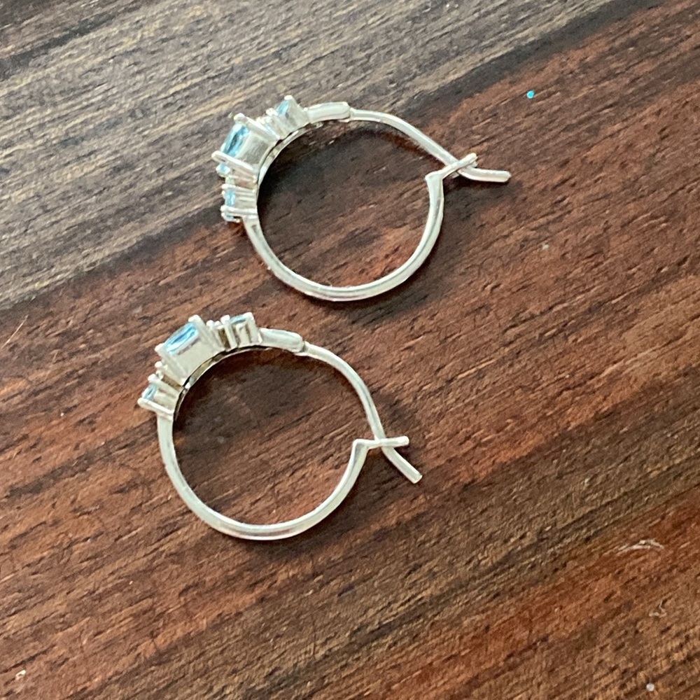 Sterling silver and aquamarine earrings - Picture 2 of 3
